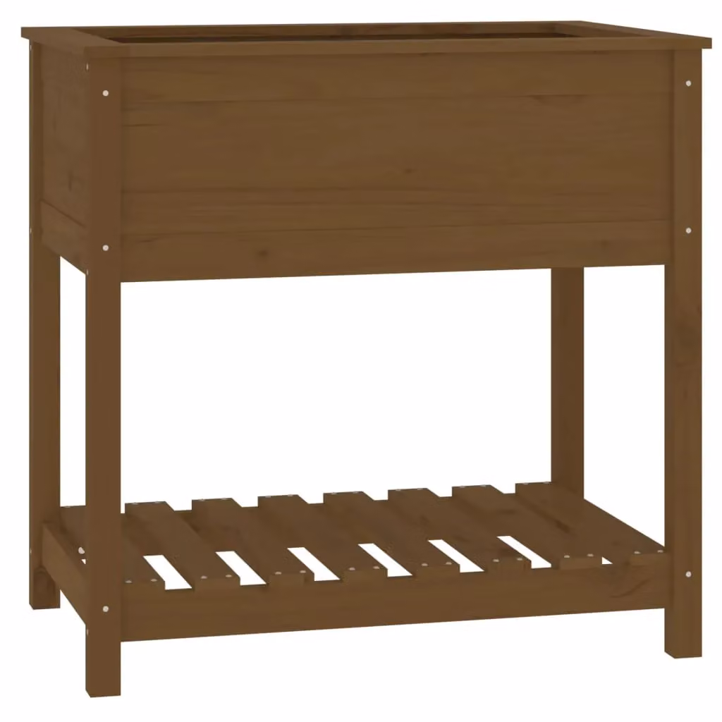 Berkfield Home Rustic Pine Wood Planter with Shelf, Brown, W/D/H: 82.5 x 54 x 81 cm – 2