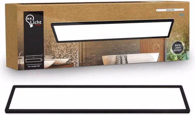 B.K.Licht Ultraslim Black 36W IP44 Up and Down Backlit LED Ceiling Panel