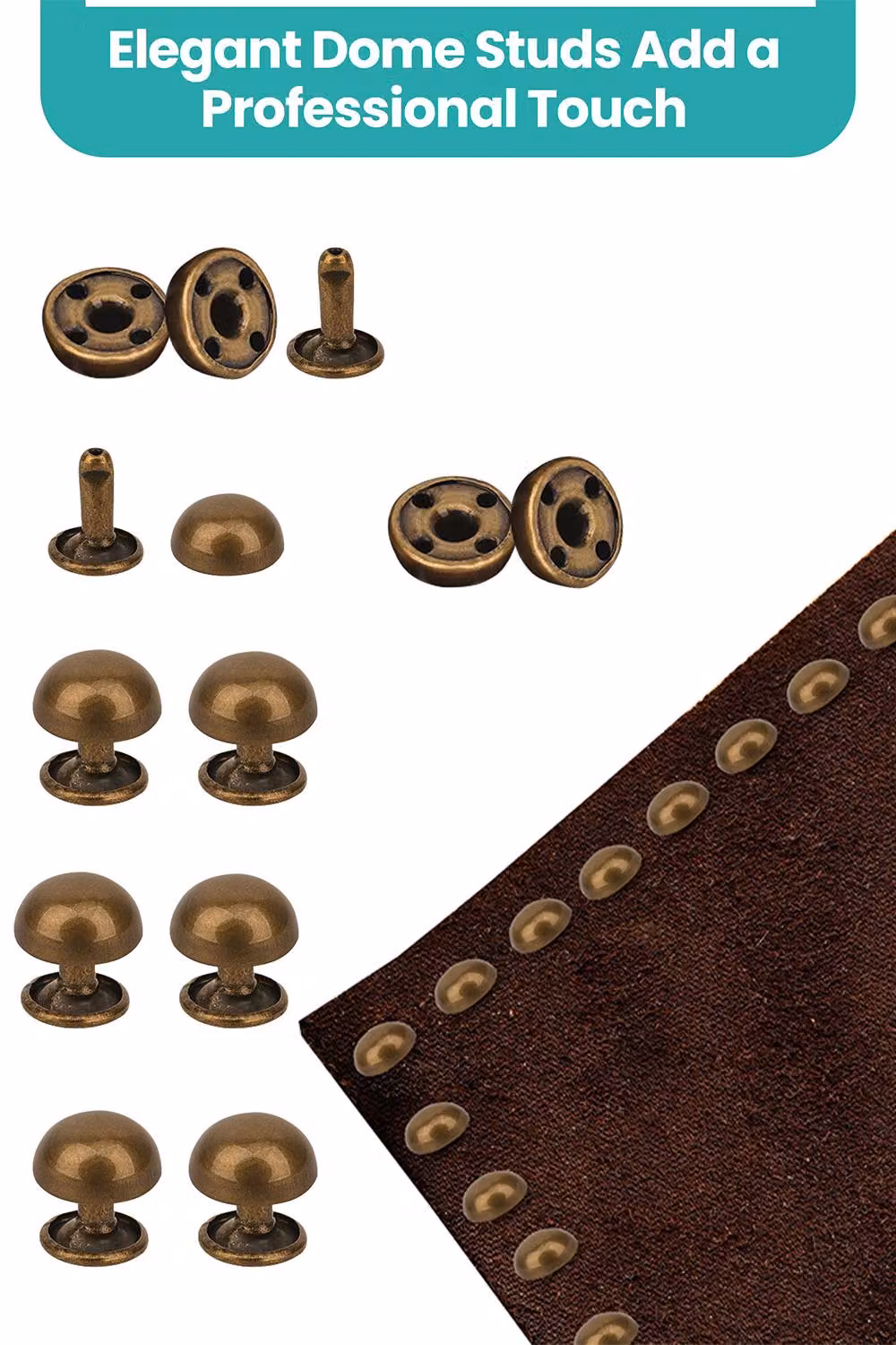 Neel Blue Bronze 12mm Dome Shaped Bag Feet Rivets with 9mm Round Studs, 25 Pieces – 3