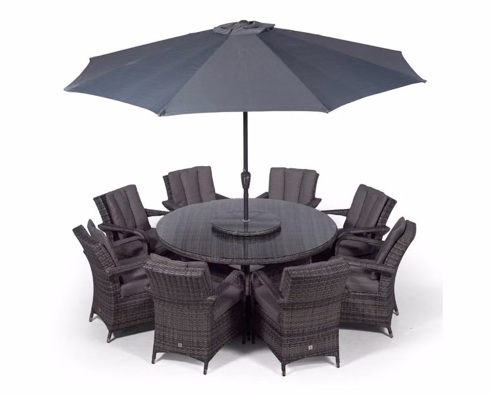 Thats Furniture Arizona Round 8 Seater Rattan Patio Dining Set in Grey – 2