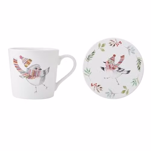 Mikasa TipperleyHill Floral Bone China Mug and Saucer Set in White, 380ml