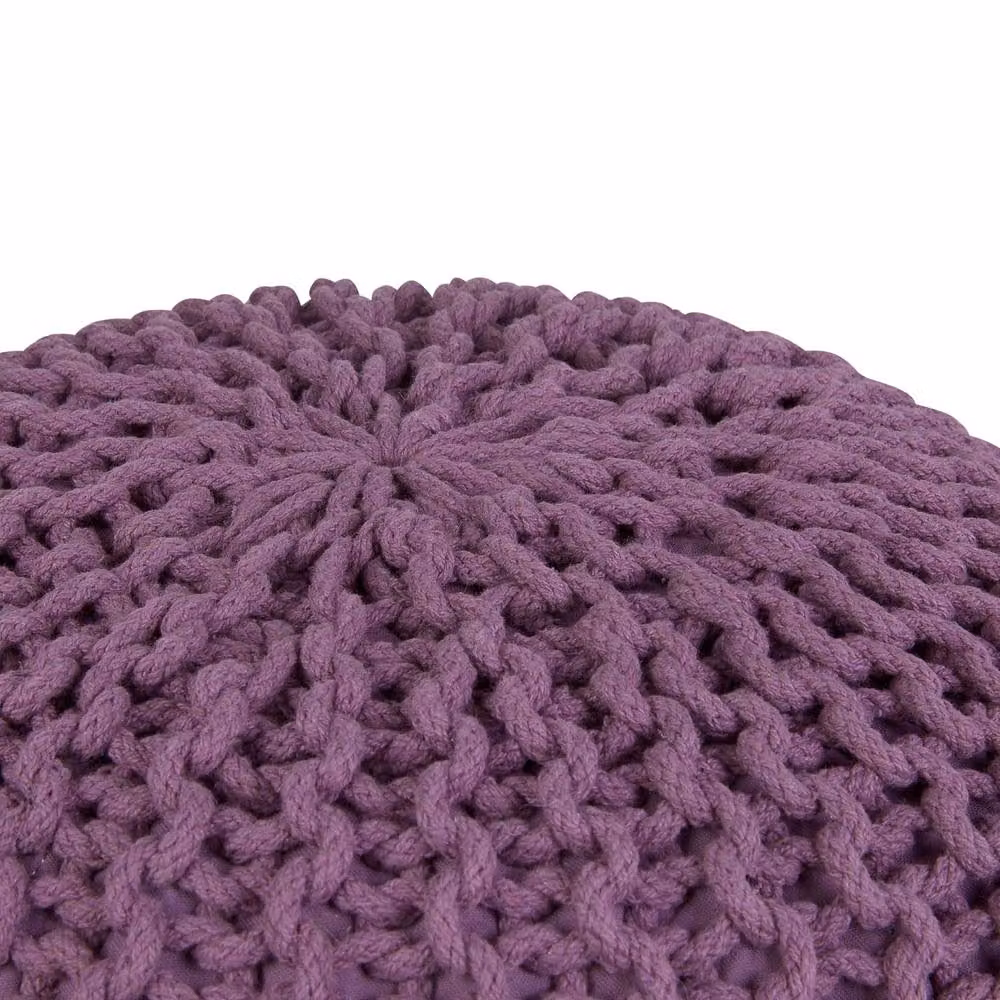 Wyld and Coco Cozy Nest Purple Knitted Pouf Ottoman, W/D/H: 50 x 35 x 35 cm – 4