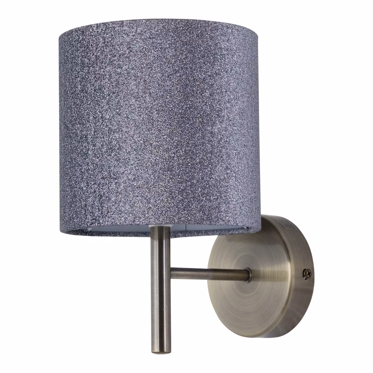 First Choice Lighting Brea Set of 2 Antique Brass Wall Lights with Silver Fabric Cylinder Shades in Gold/Brass – 2