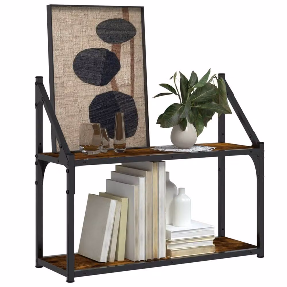 Berkfield Home 2-Tier Wall Mounted Shelf in Smoked Oak Brown, W/D/H: 60 x 21 x 51 cm – 3
