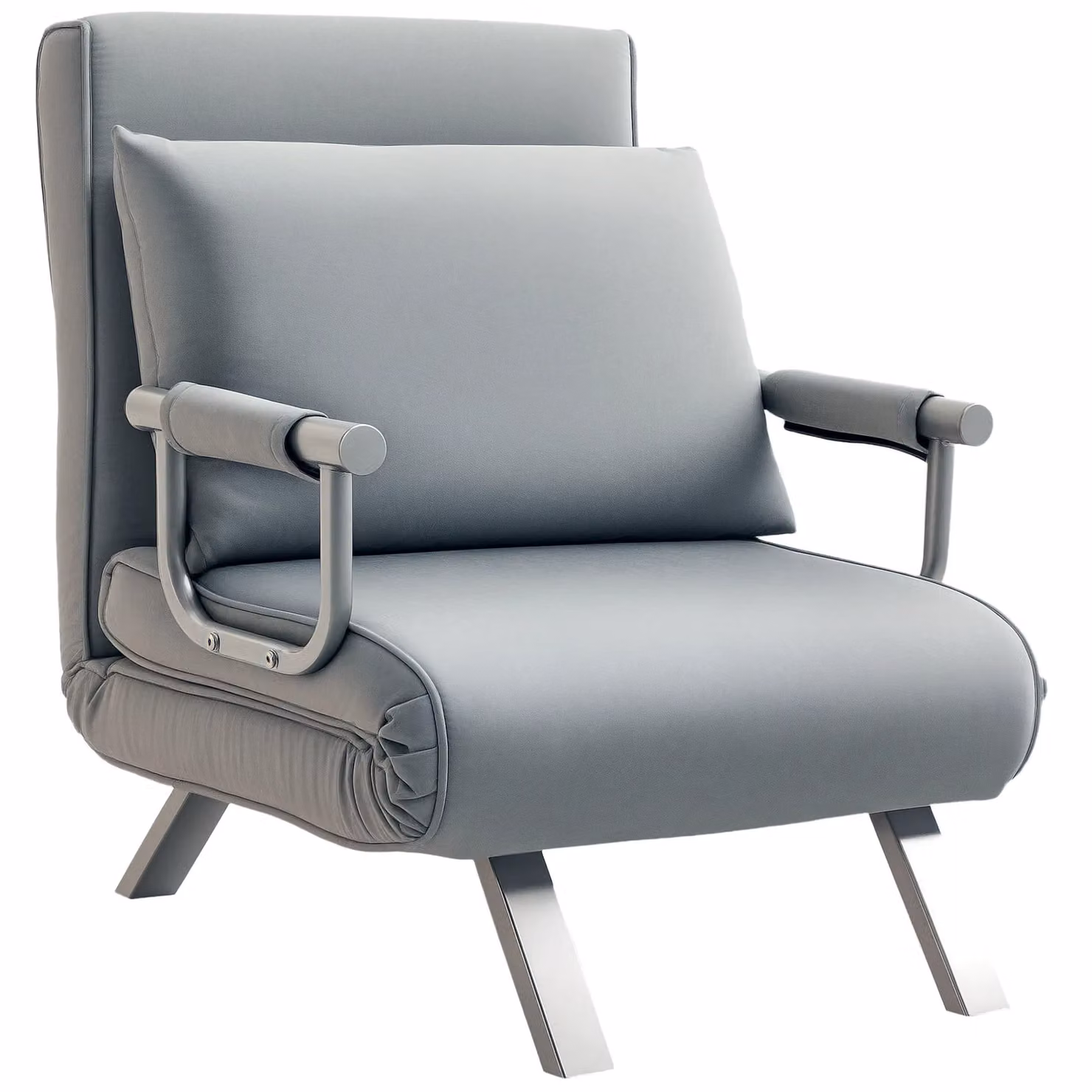 HOMCOM Single Folding 5 Position Convertible Sleeper Chair Bed in Light Grey – 2