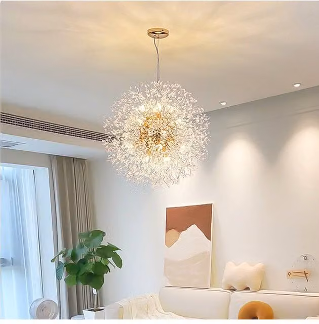 Garden Sanctuary Gold and Brass Firework Chandelier Hanging Pendant Ceiling Light with Crystal Details – 1