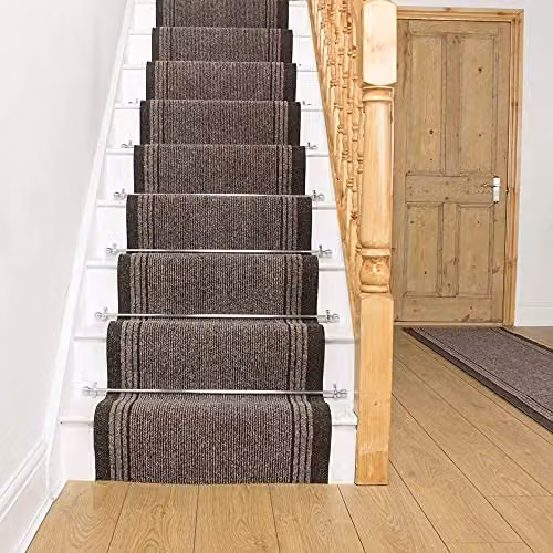 runrug Brown Inca Stair Carpet Runner, W: 80 cm, L: 600 cm – 4