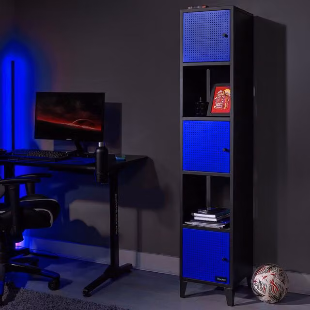 X Rocker Mesh-Tek Tall 5 Cube Display Cabinet in Blue