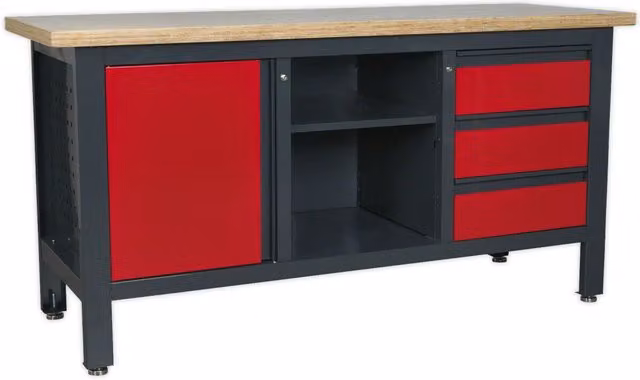 Loops Lockable Multicolour Workstation with Pegboard, 3 Drawers and Cupboard