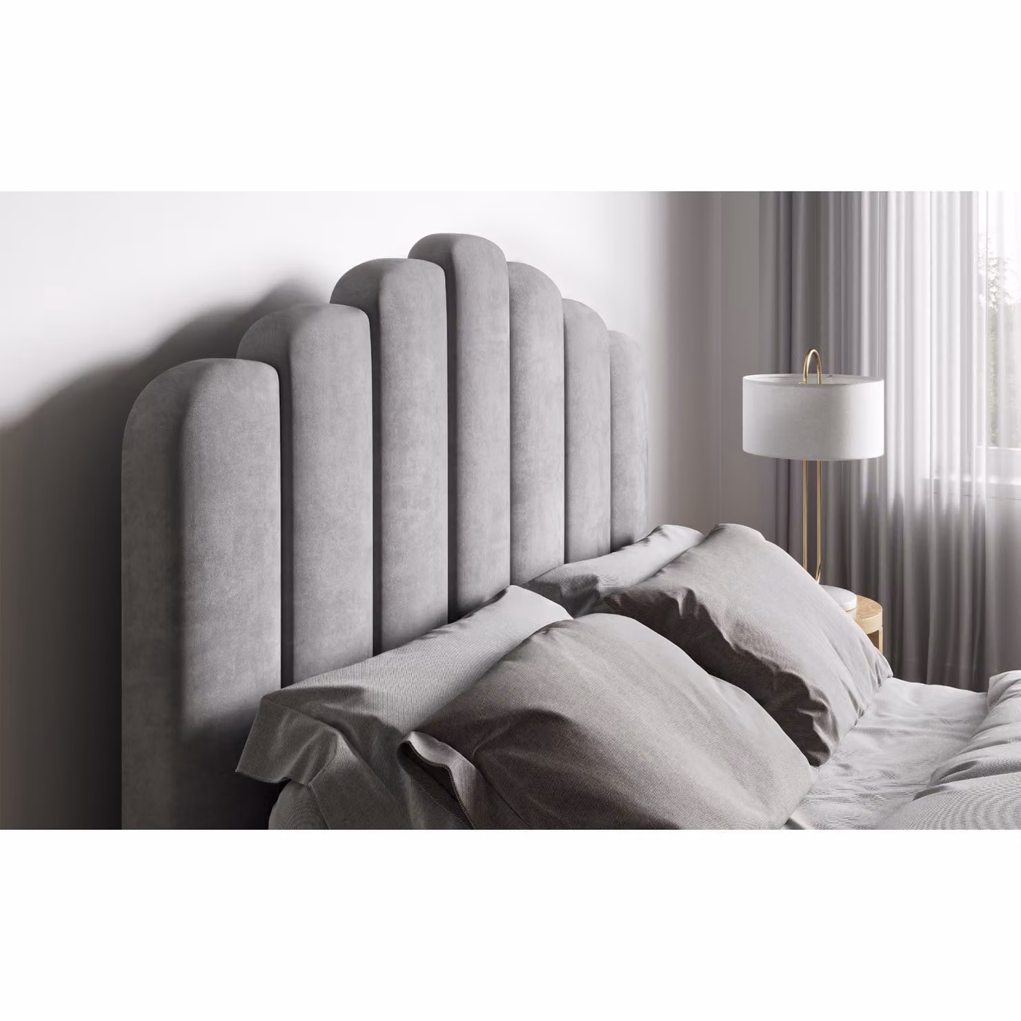 Flair Poseidon Upholstered Velvet Ottoman Bed in Grey, Blue or Silver, W/D/H: 140 x 200 cm – 2