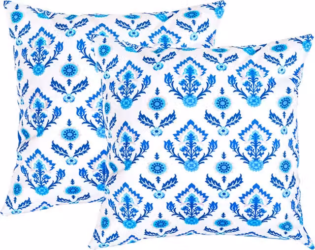 Gardenista Floral Printed Outdoor Scatter Cushion in Blue and White, Set of 2