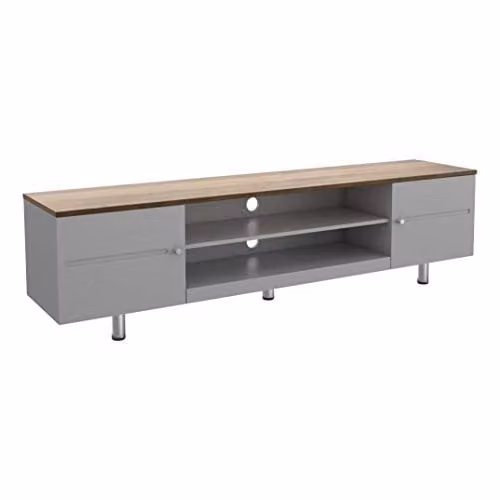 AVF 1900 Modern Wood TV Stand in White and Satin Grey with Soft Close Drawers and Media Compartments