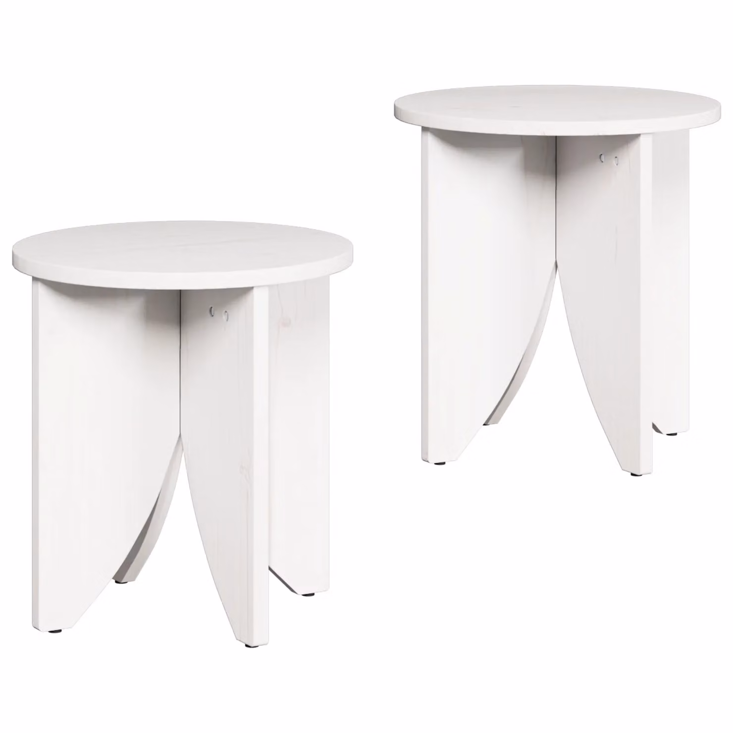 Berkfield Home 2-Piece Round Nested Coffee Table Set in White Rustic Pine Wood, W/D/H: 41.5 x 41.5 x 44 cm – 2