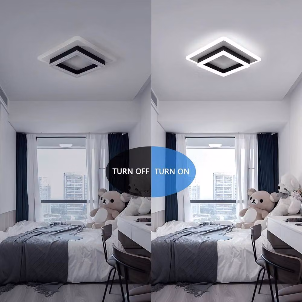 Pheashine Black and White Square LED Ceiling Light, 30W, 3300LM, 6500K, 30cm x 30cm x 5cm – 3