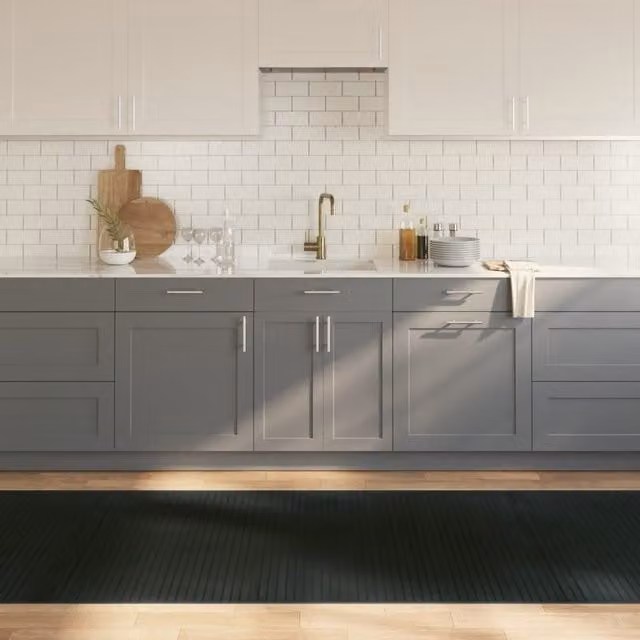 Berkfield Home Rectangular Bamboo Rug in Grey, W/D: 100 x 300 cm – 1