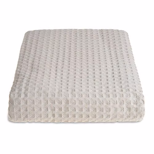Allure Bath Fashions Luxury Waffle Throw Blanket, 100% Cotton Bedspread, W/D/H: 175 x 225 cm, Taupe – 1