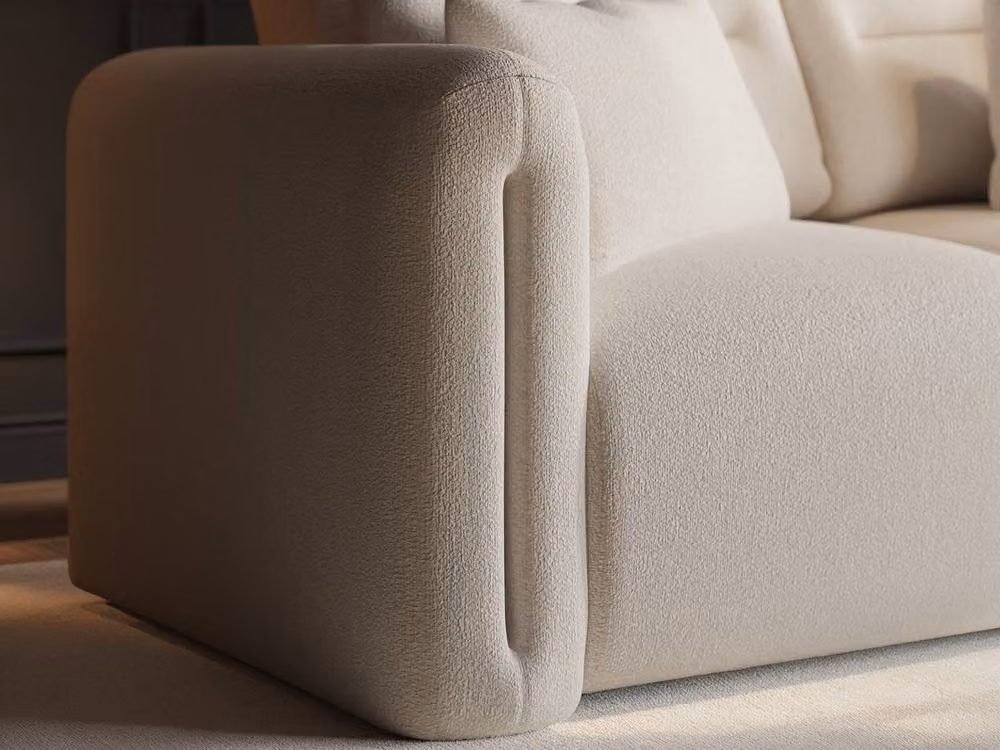 Solace+Co Mabel 2 Seater Fabric and Velvet Sofa in Beige, W: 180 cm, D: 93 cm, H: 80 cm – 3