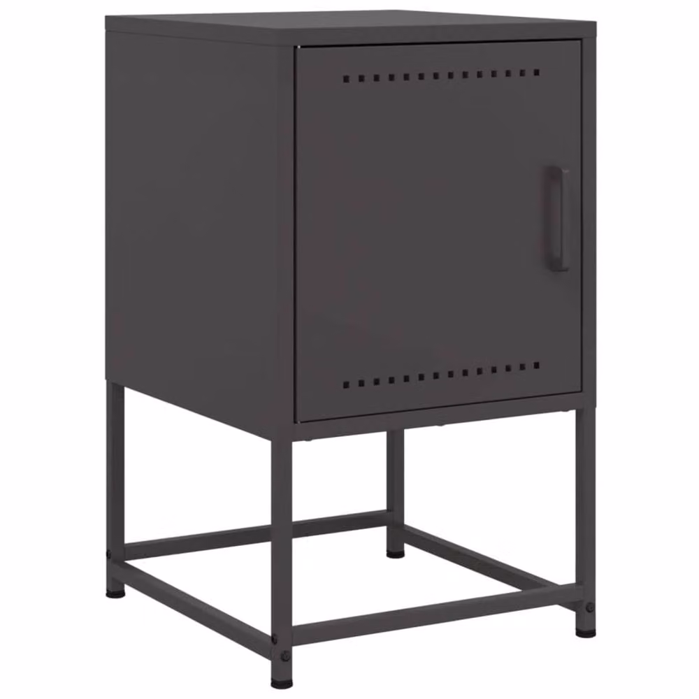 Berkfield Home Black Metal Bedside Cabinet W/D/H: 36 x 39 x 60.5 cm – 2