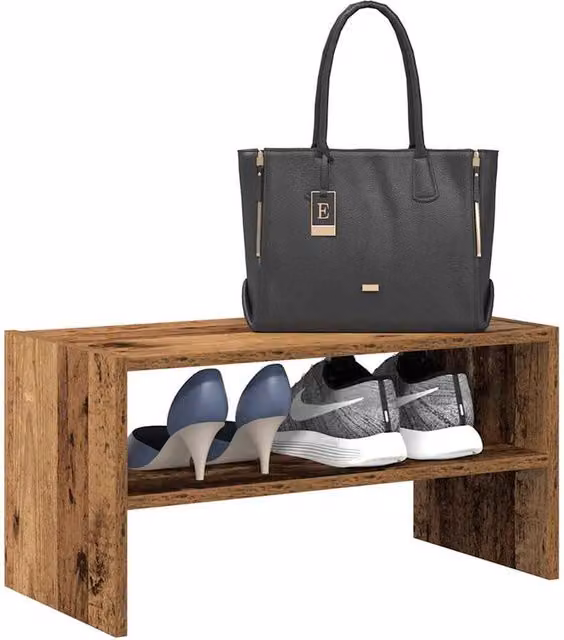 Berkfield Home Stackable Shoe Rack in Brown Old Wood, W: 60 cm, D: 30 cm, H: 30.5 cm