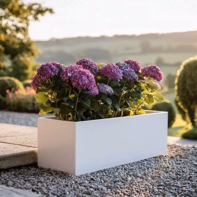 Access Garden Products Matte White Galvanised Steel Trough Planter W: 75 cm, D: 32 cm, H: 32 cm – 1