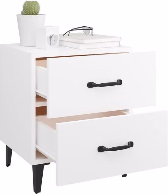 Berkfield Home Decorative Bedside Cabinet in White, W/D/H: 40 x 35 x 47.5 cm – 1