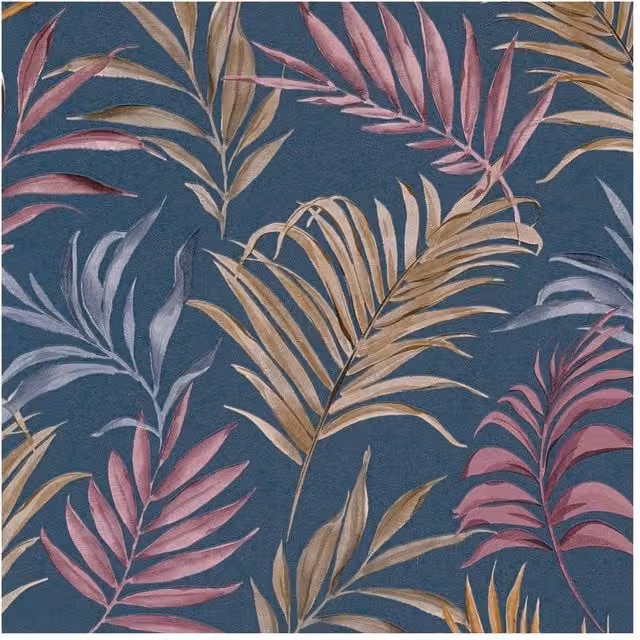 A.S. Création Botanical Floral Textured Vinyl Wallpaper in Blue