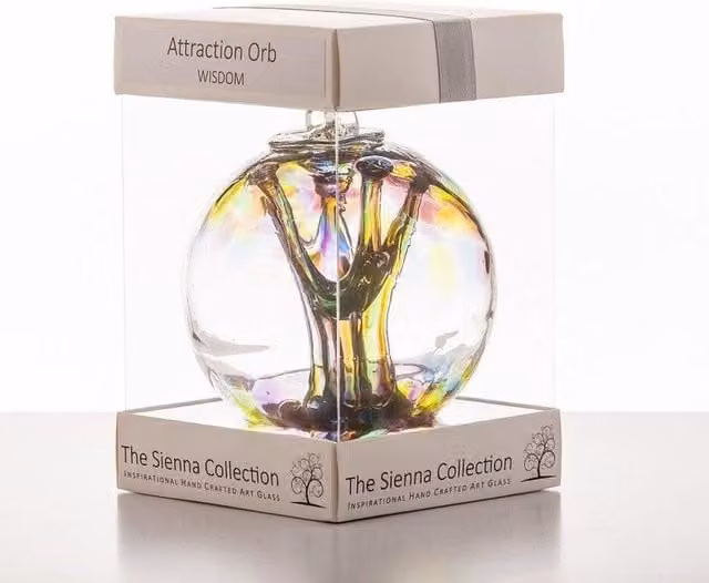 Sienna Glass Wisdom Attraction Orb Hanging Bauble in Purple and Multicolour
