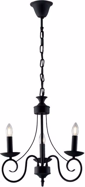 Netlighting Beatrice 3 Light Modern Suspended Chandelier in Black Metal, W: 63 cm, D: 57 cm