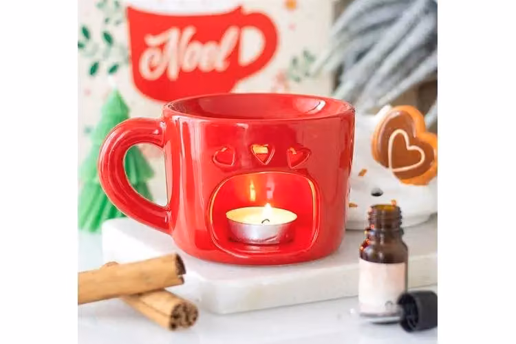 KDMD Red Ceramic Hot Chocolate Mug Shaped Tealight Oil Burner – 2