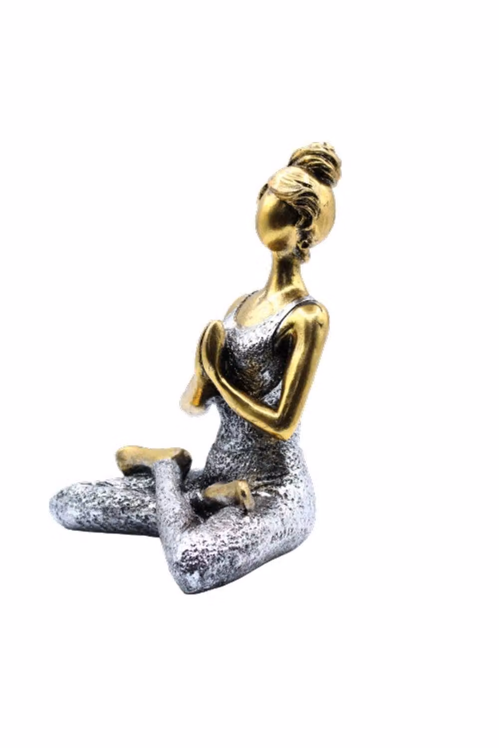 KDMD Gold and Silver Metal Yoga Lady Tabletop Figurine, Height: 24 cm – 2