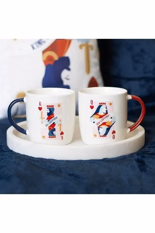 KDMD His Lordship Playing Card Mug in White and Blue, 350 ml – 3