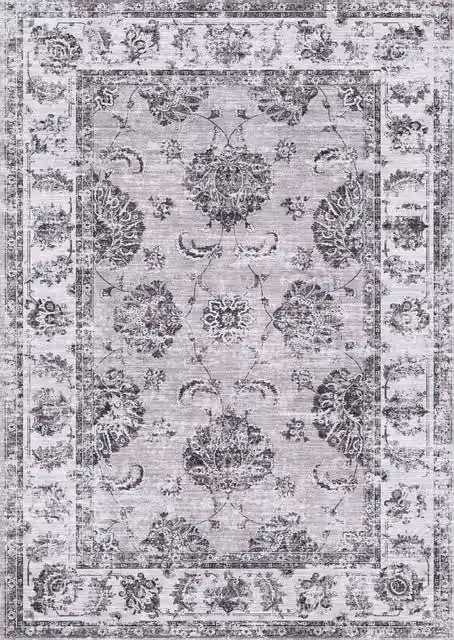 THE RUGS Sulus Vintage Washable Polyamide Non Slip Rug in Grey, W: 60 cm, L: 180 cm