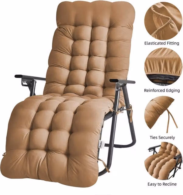 Groundlevel Extra Thick Soft Fill Full Length Rectangular Chair Cushions in Beige and Brown