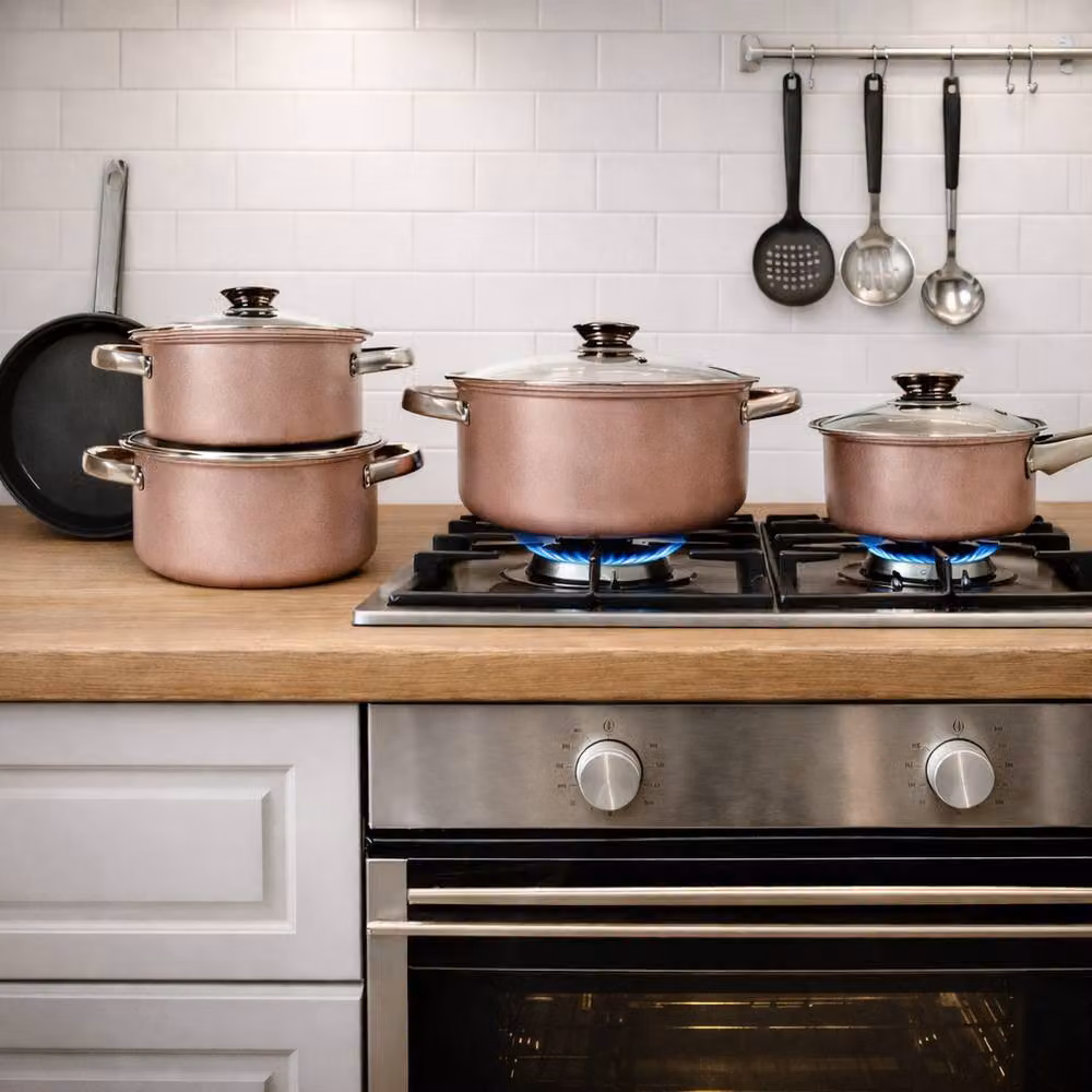Carter & Clay 9 Piece Non-Stick Ceramic Cookware Set in Gold and Black – 2