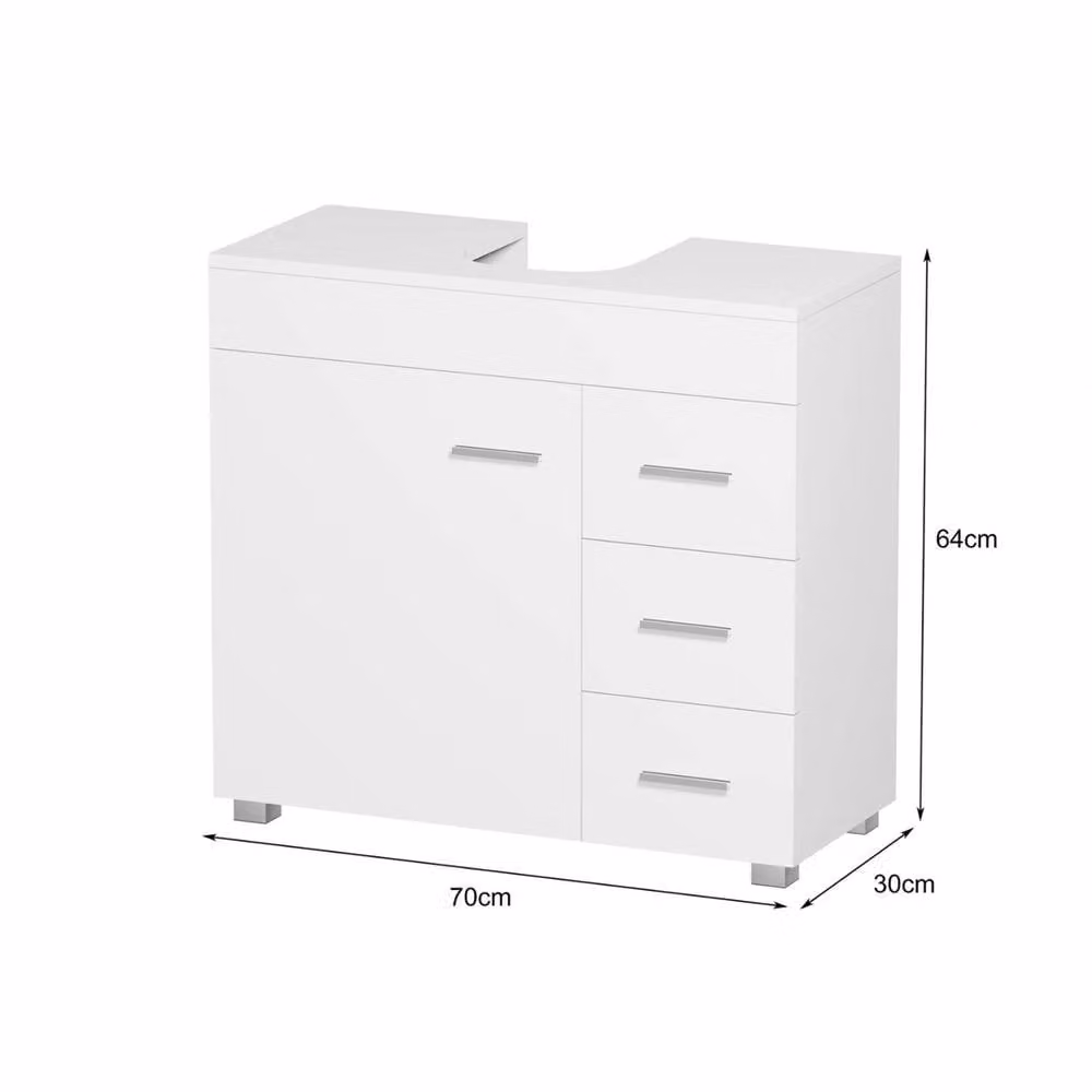 SPETLEK White Under Sink Bathroom Cabinet with Shelf and Matt MDF Finish – 2