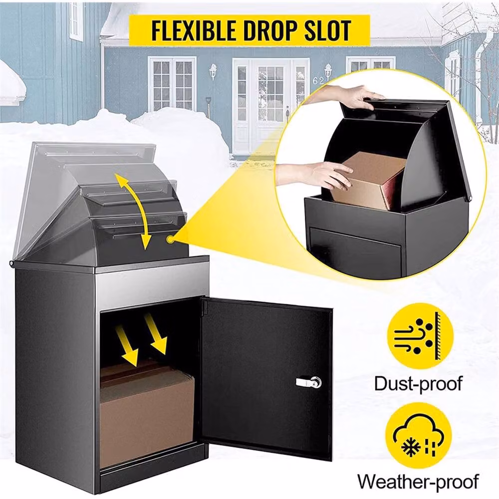 Havendro Wall-Mounted Steel Lockable Outdoor Parcel Drop Box in Grey or Black, W/D/H: 50 x 50 x 50 cm – 6