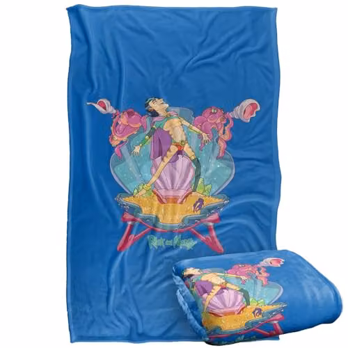 LOGOVISION Rick and Morty Mr Nimbus Super Soft Fleece Throw Blanket, Multicolour, W: 91.44 cm x D: 91.44 cm x H: 147 cm – 1