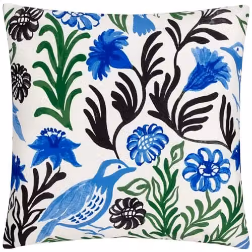 Riva Home Mediterranean Floral Blue Outdoor Square Polyester Filled Cushion W/D/H: 43 x 43 x 43 cm – 1