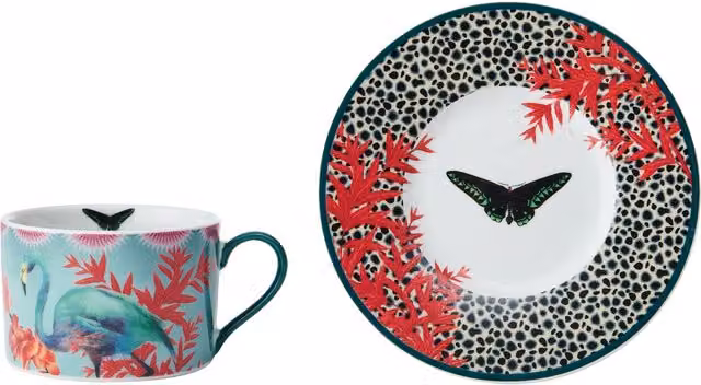 Mikasa Sarah Arnett Porcelain Tea Cup and Saucer Set, 250ml, Multicolour and White – 5