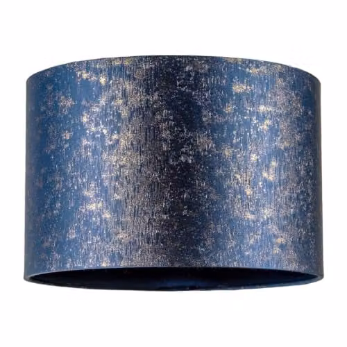 Happy Homewares Midnight Blue and Gold Art Deco Round Jacquard Fabric Lamp Shade, W: 30 cm, H: 20 cm – 1