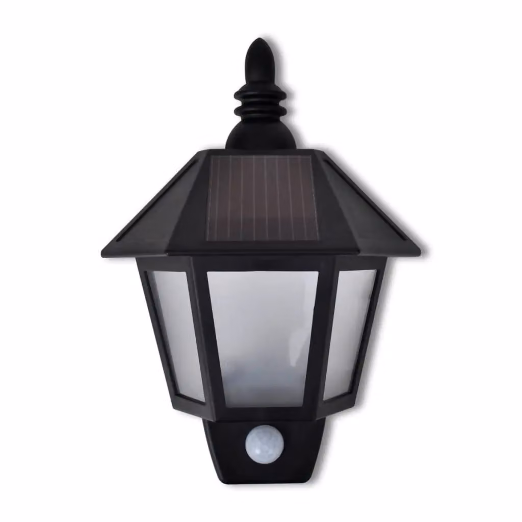 Berkfield Home Solar LED Wall Lamps with Motion Sensor, 2 Pack, Black – 3
