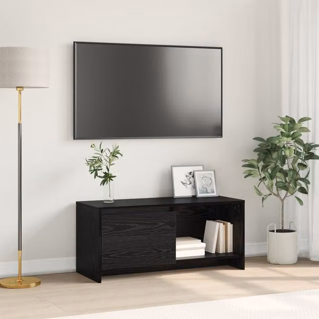 Berkfield Home Modern Black Oak TV Stand in Engineered Wood
