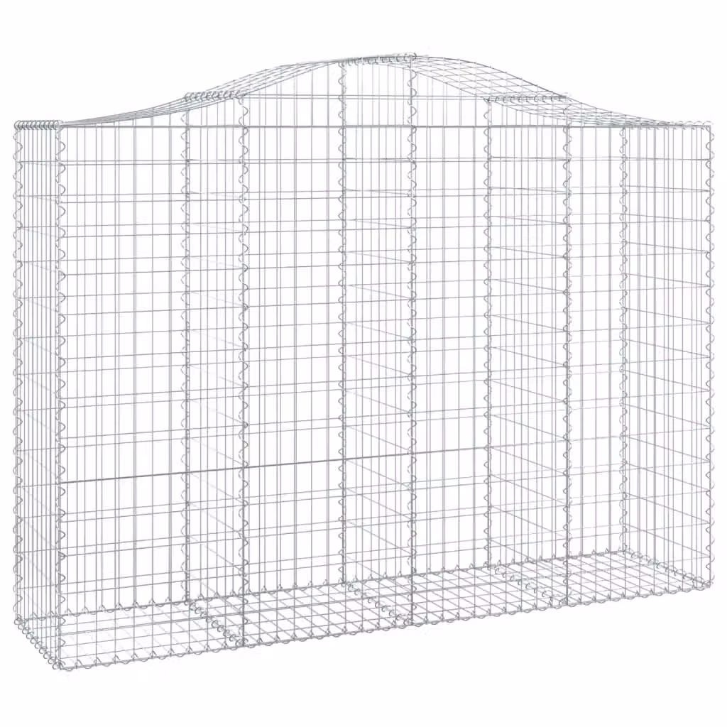 Berkfield Home Arched Gabion Basket in Silver Galvanised Steel, W: 200 cm, D: 50 cm, H: 140-160 cm – 2