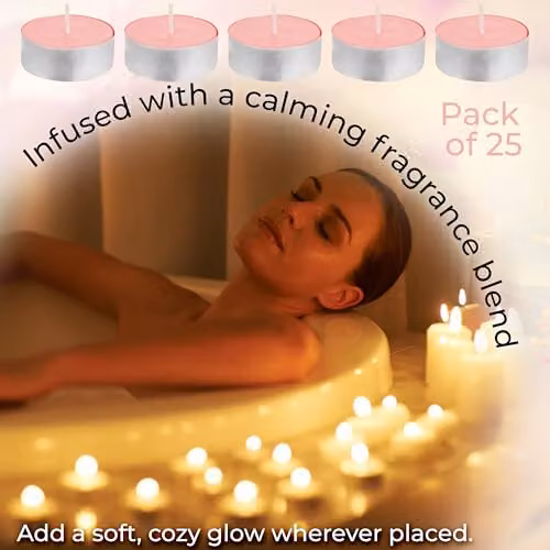 Deco Express Peach Jasmine Scented Tealight Candles, 25 Pack, Orange – 5