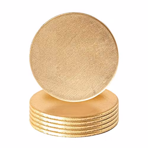 Argon Tableware Gold Metallic Round Melamine Coasters, Pack of 6, Diameter: 10 cm