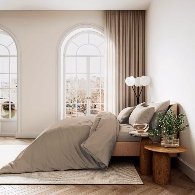 Bedeck of Belfast 400 Thread Count Mako Satin Cotton Super Kingsize Duvet Cover and Pillowcase Set, Truffle