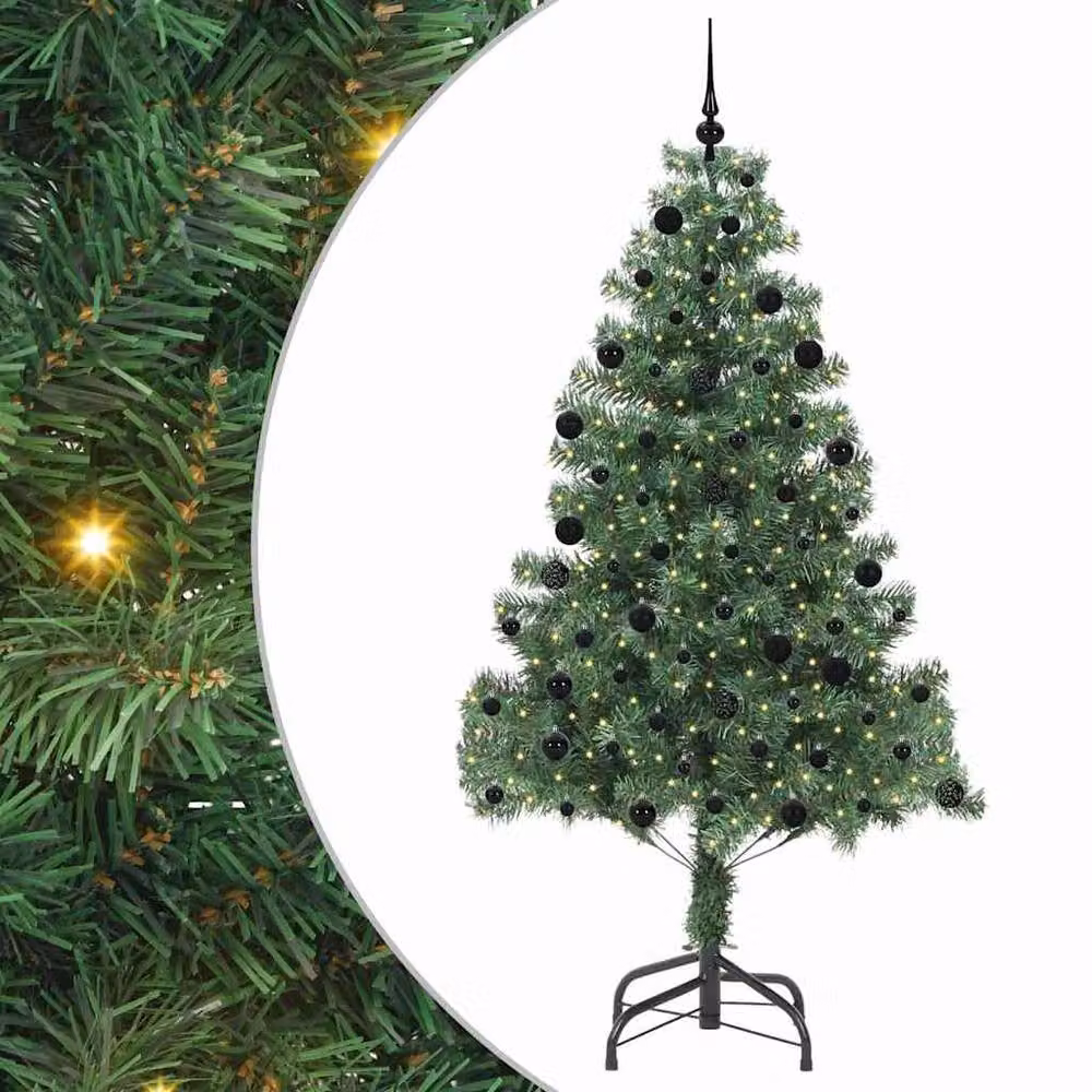Berkfield Home Green PVC Christmas Tree with 300 LEDs and Stand, Height: 210 cm – 2