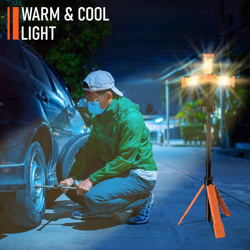 Crystals Rechargeable LED Tripod Work Light and Emergency Lamp in Orange – 3