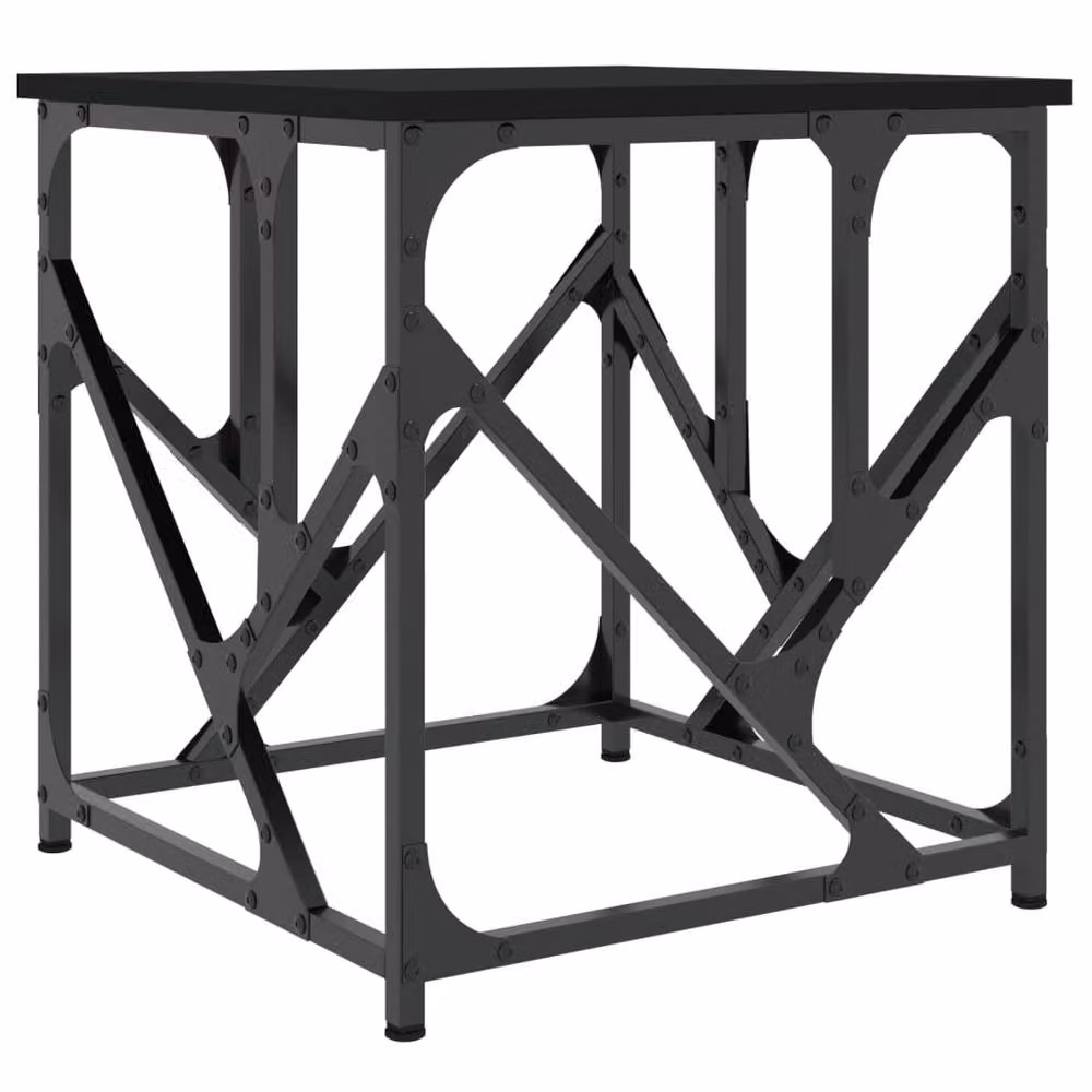 Berkfield Home Black Decorative Coffee Table with X-Frame Design, W/D/H: 45 x 45 x 47.5 cm – 3