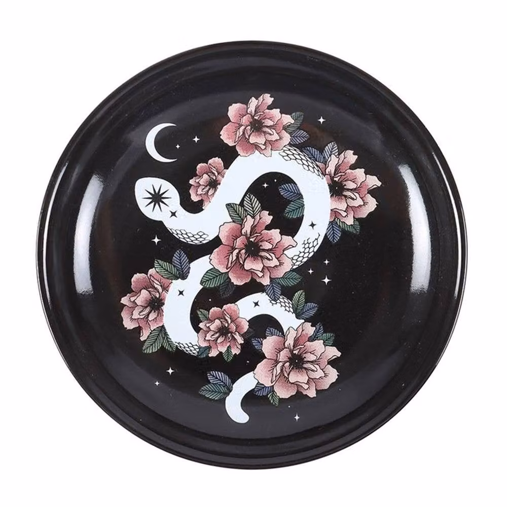 Uniqueful Floral Snake Ceramic Trinket Dish in Black, White or Pink – 3
